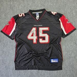 REEBOK T.J. DUCKETT 100% NYLON JERSEY ATLANTA FALCONS BLACK RED XL DAZZLE MESH